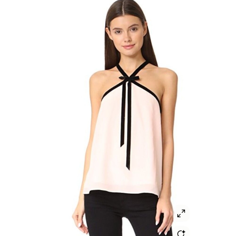 Cami NYC Blush and Black Silk Cami The Hayden- velvet bow